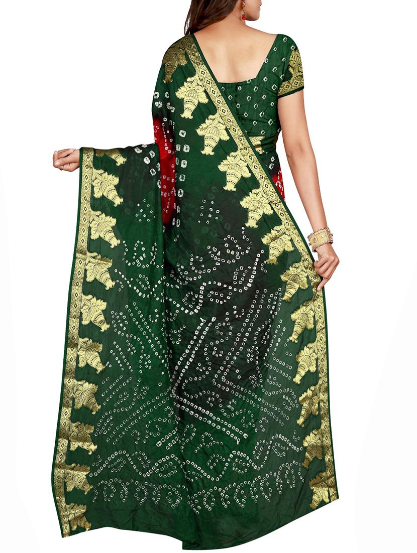 Zari bordered bandhani saree with blouse - 15607519 - Zoom Image - 2