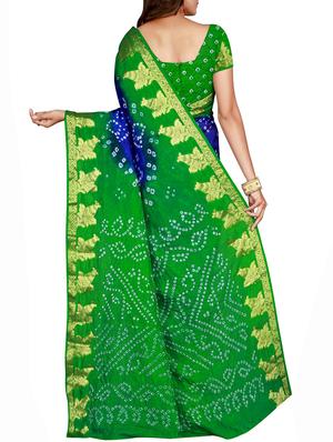 Zari bordered bandhani saree with blouse - 15607520 - Standard Image - 2