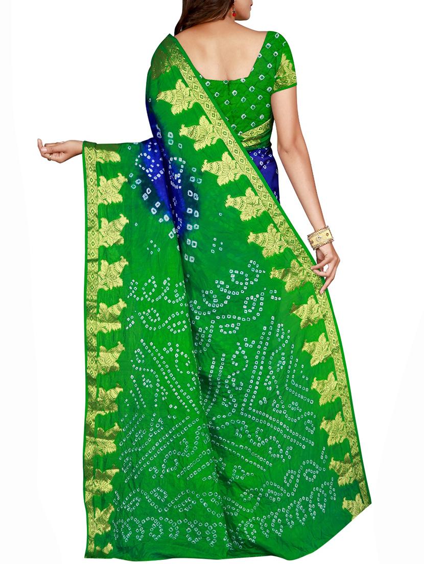 Zari bordered bandhani saree with blouse - 15607520 - Zoom Image - 2