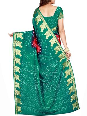Zari bordered bandhani saree with blouse - 15607521 - Standard Image - 2