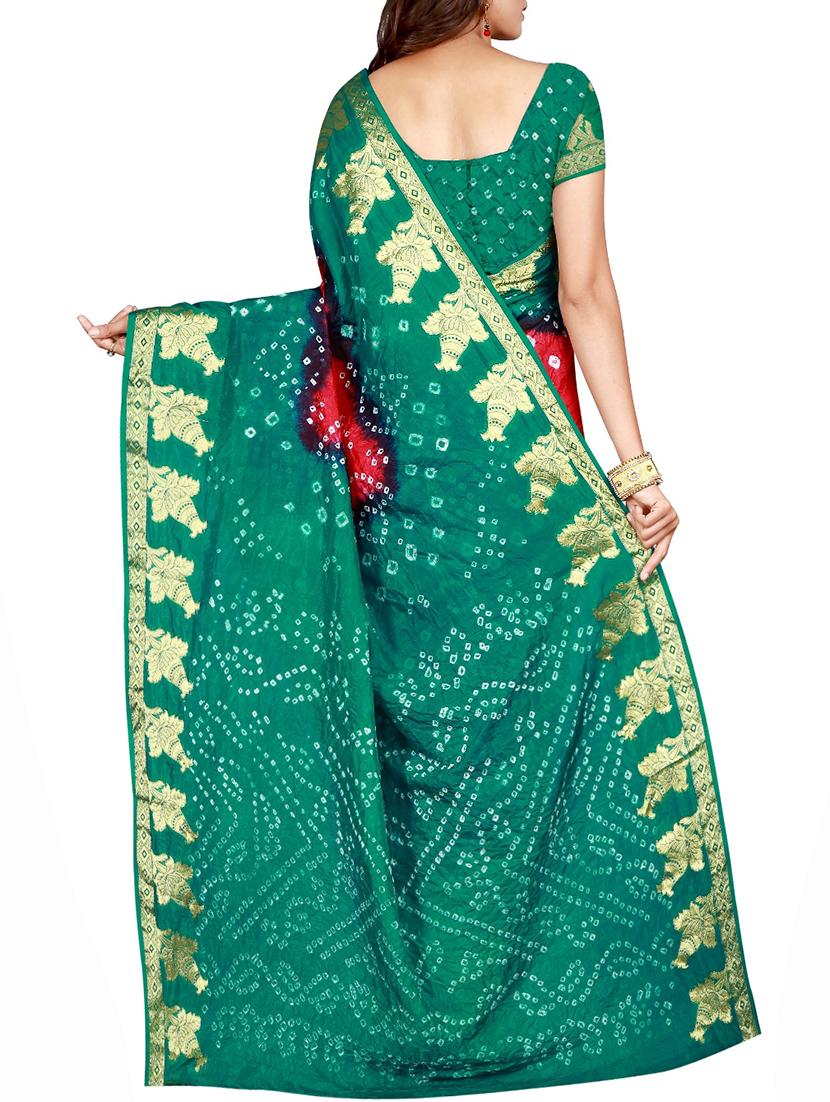 Zari bordered bandhani saree with blouse - 15607521 - Zoom Image - 2