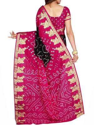 Zari bordered bandhani saree with blouse - 15607522 - Standard Image - 2