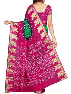Zari bordered bandhani saree with blouse - 15607524 - Standard Image - 2