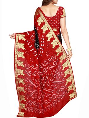 Zari bordered bandhani saree with blouse - 15607525 - Standard Image - 2