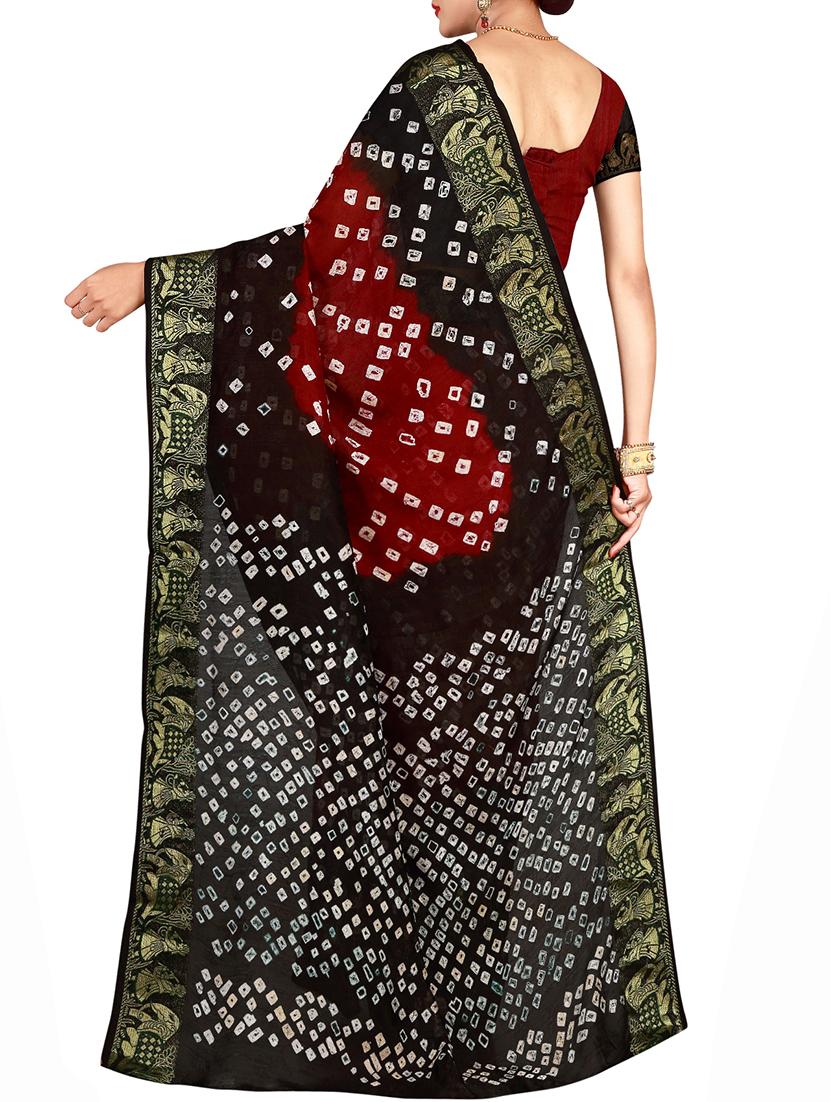 Zari bordered bandhani saree with blouse - 15607528 - Zoom Image - 2