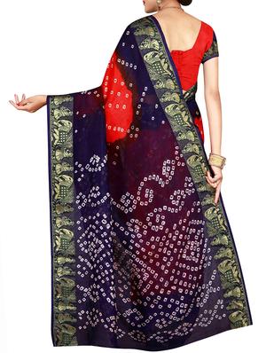 Zari bordered bandhani saree with blouse - 15607529 - Standard Image - 2