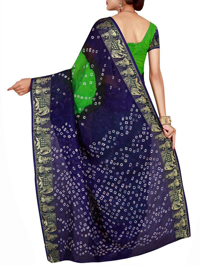 Zari bordered bandhani saree with blouse - 15607530 - Zoom Image - 2