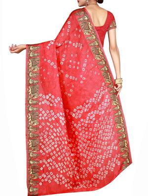 Zari bordered bandhani saree with blouse - 15607533 - Standard Image - 2