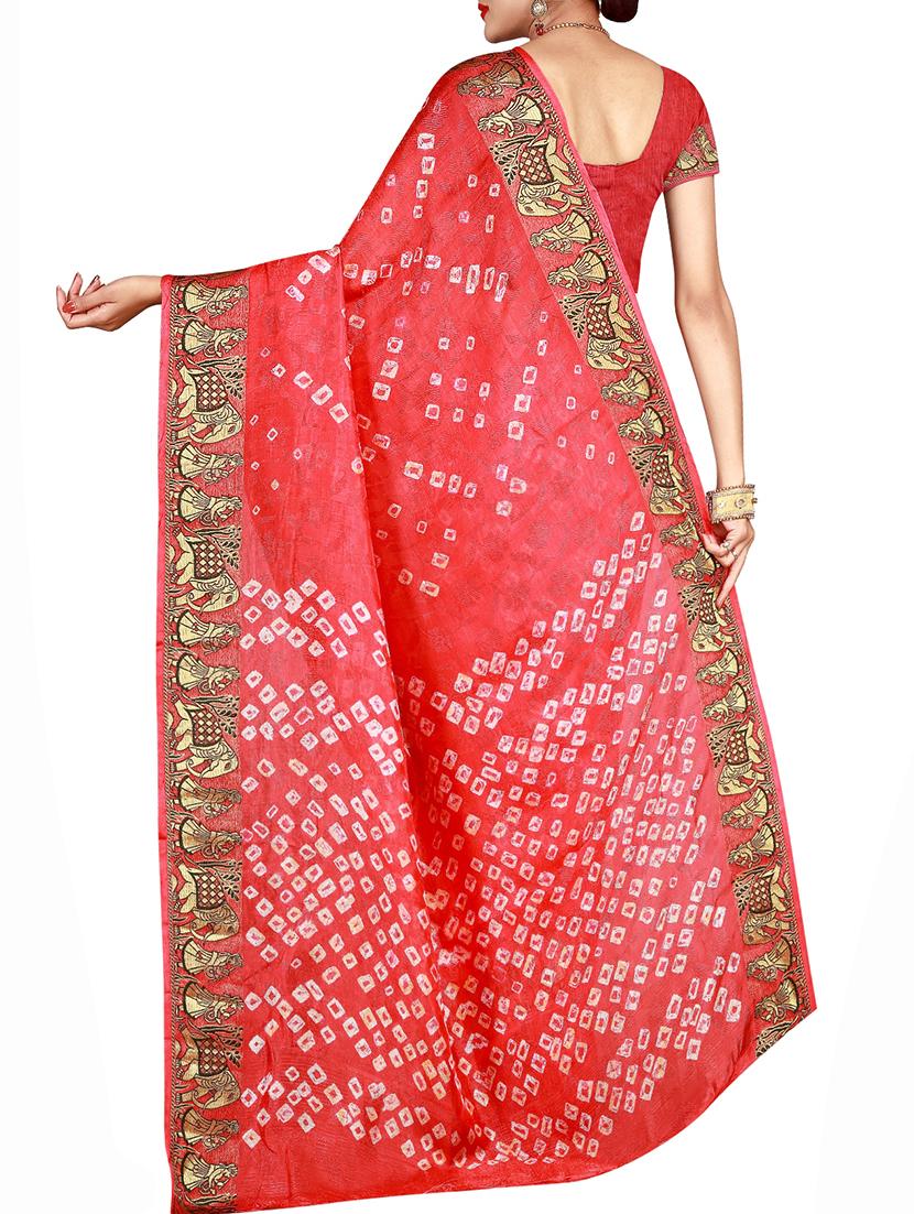 Zari bordered bandhani saree with blouse - 15607533 - Zoom Image - 2