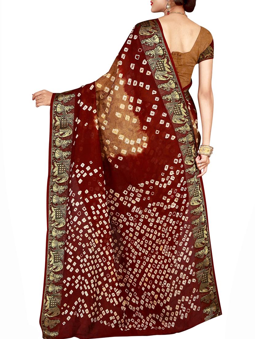 Zari bordered bandhani saree with blouse - 15607534 - Zoom Image - 2