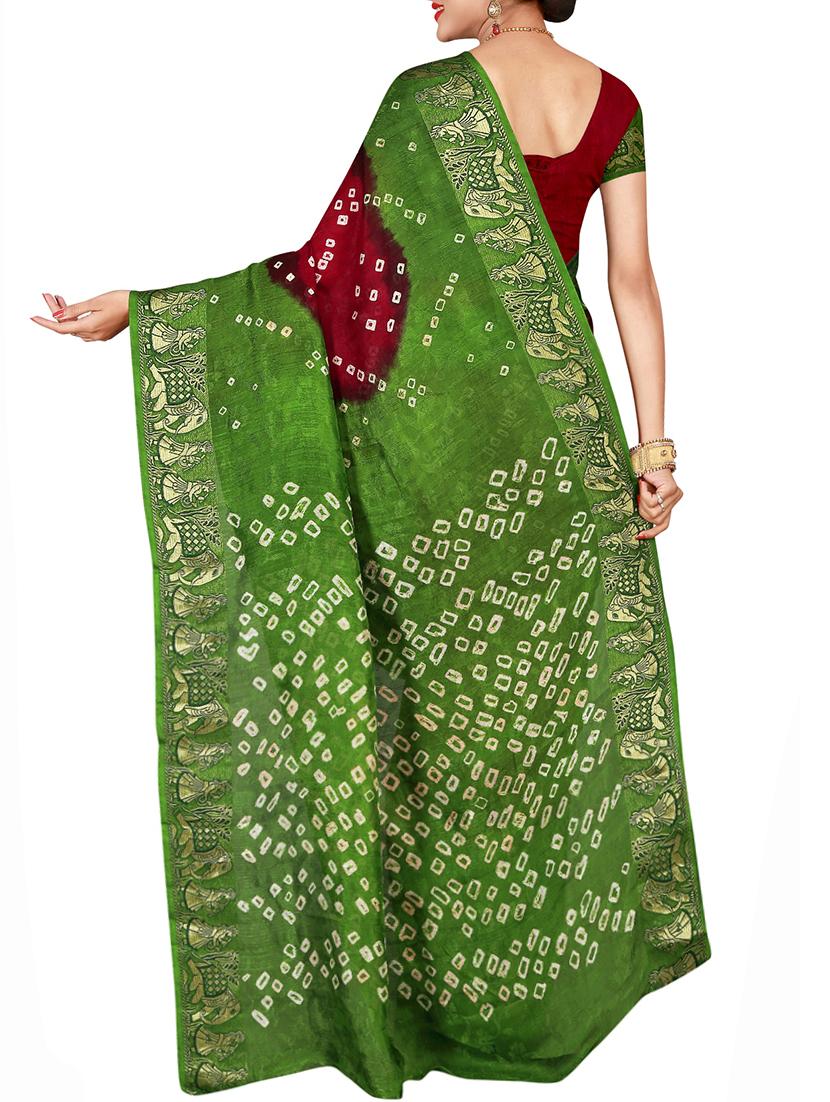 Zari bordered bandhani saree with blouse - 15607536 - Zoom Image - 2