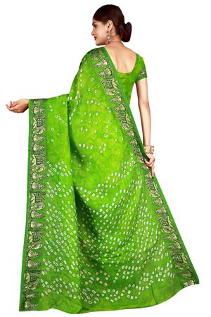 Zari bordered bandhani saree with blouse - 15607537 - Standard Image - 2