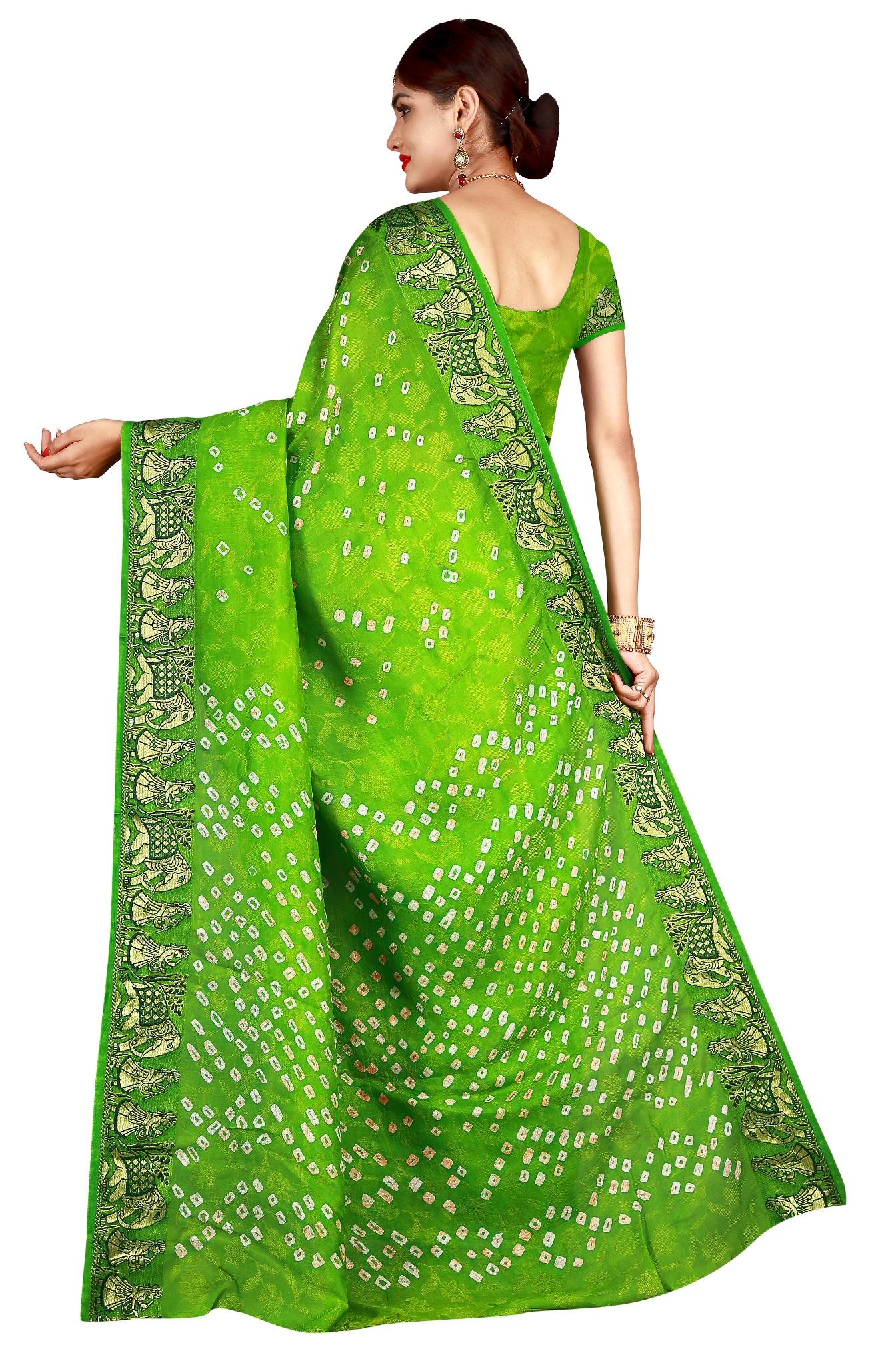 Zari bordered bandhani saree with blouse - 15607537 - Zoom Image - 2