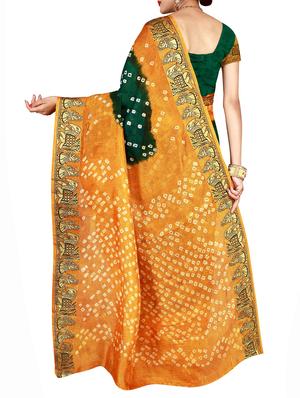 Zari bordered bandhani saree with blouse - 15607541 - Standard Image - 2