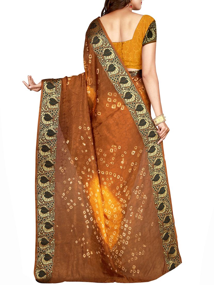 Zari bordered bandhani saree with blouse - 15607543 - Zoom Image - 2