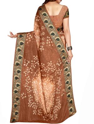 Zari bordered bandhani saree with blouse - 15607544 - Standard Image - 2