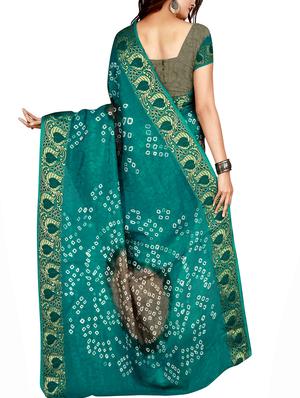 Zari bordered bandhani saree with blouse - 15607545 - Standard Image - 2
