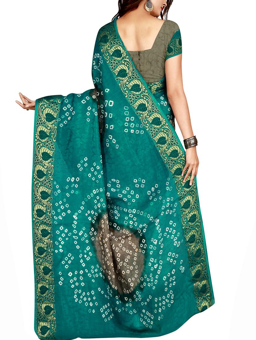 Zari bordered bandhani saree with blouse - 15607545 - Zoom Image - 2