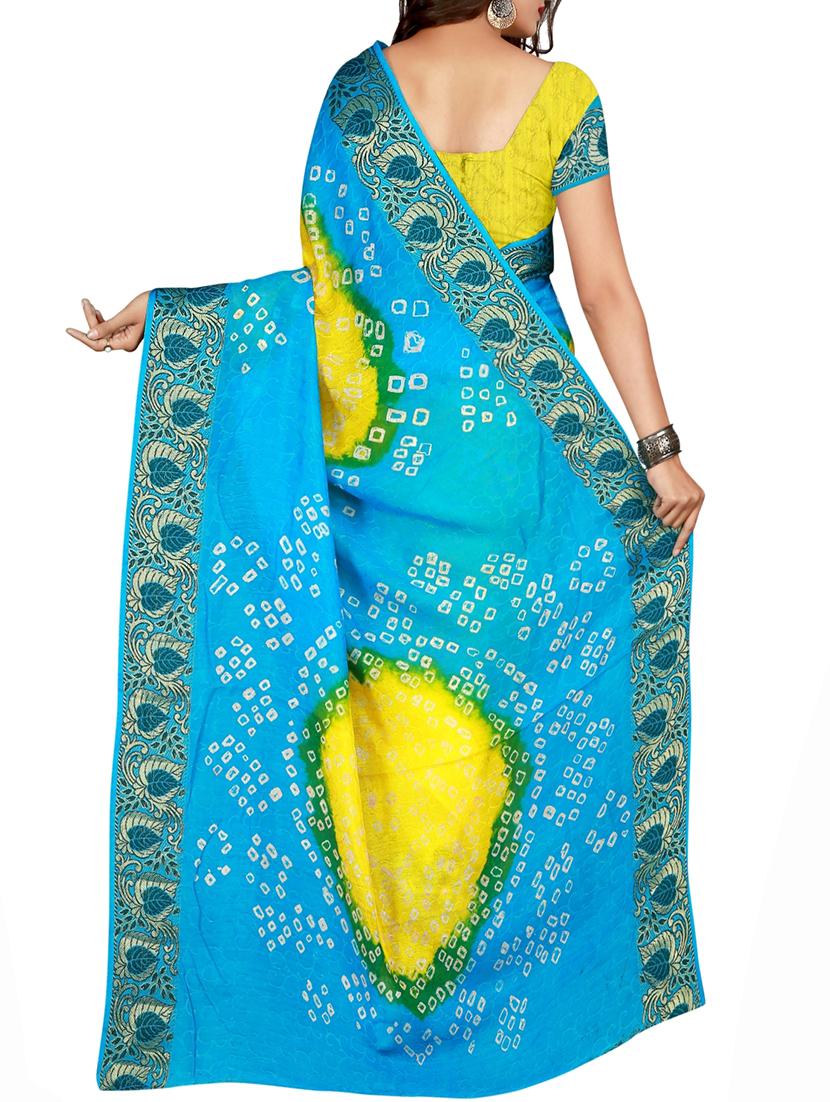 Zari bordered bandhani saree with blouse - 15607546 - Zoom Image - 2