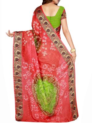 Mint green bandhani saree with blouse - 15607547 - Standard Image - 2