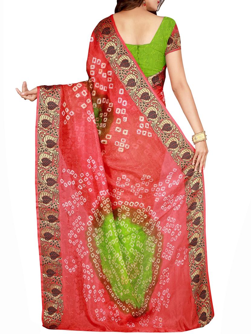 Mint green bandhani saree with blouse - 15607547 - Zoom Image - 2