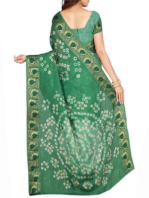 Zari bordered bandhani saree with blouse - 15607550 - Standard Image - 2
