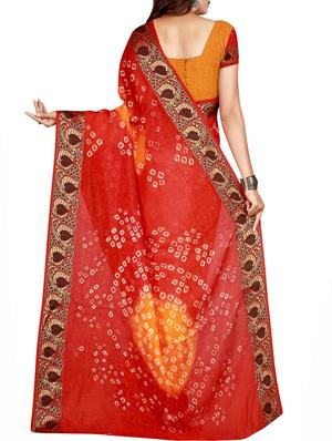 Zari bordered bandhani saree with blouse - 15607551 - Standard Image - 2