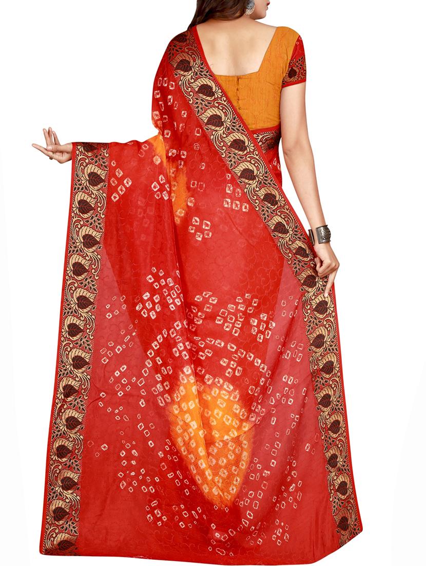Zari bordered bandhani saree with blouse - 15607551 - Zoom Image - 2