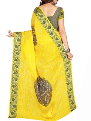 Zari bordered bandhani saree with blouse - 15607552 - Standard Image - 2