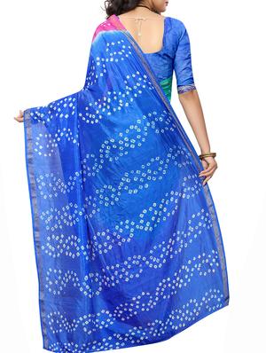 Zari bordered bandhani saree with blouse - 15607564 - Standard Image - 2