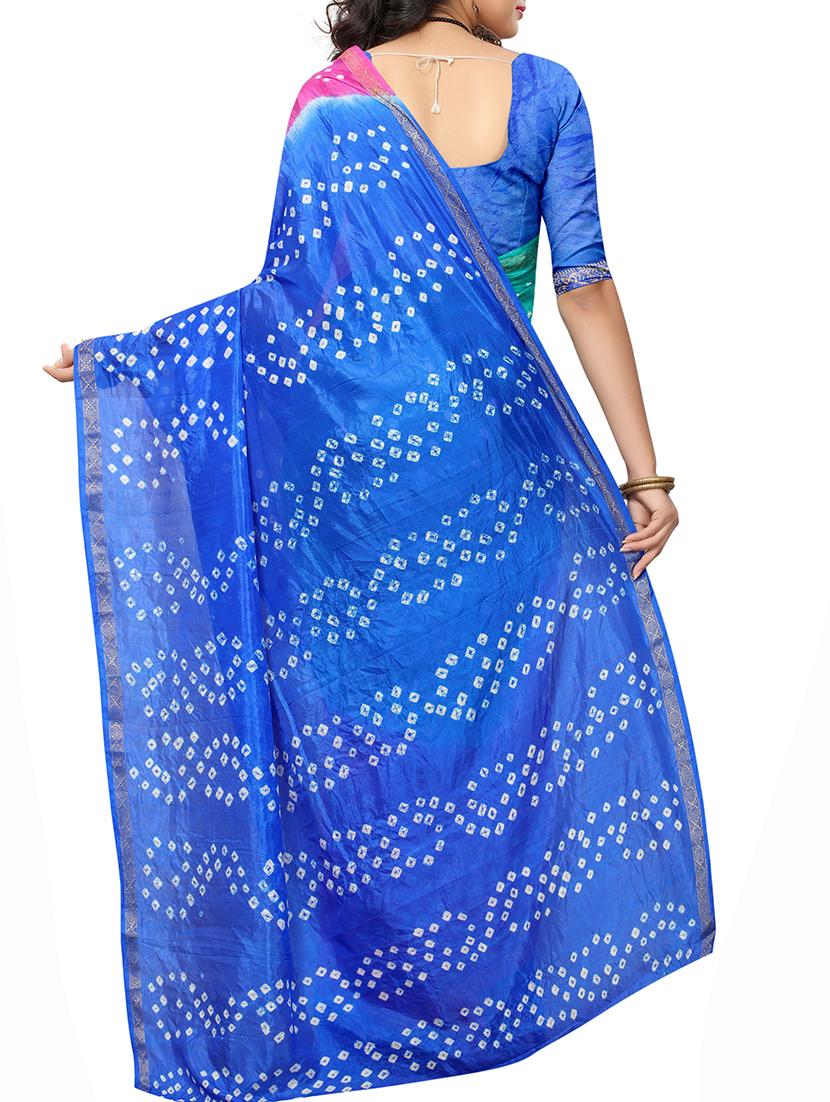 Zari bordered bandhani saree with blouse - 15607564 - Zoom Image - 2
