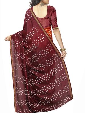 Zari bordered bandhani saree with blouse - 15607565 - Standard Image - 2