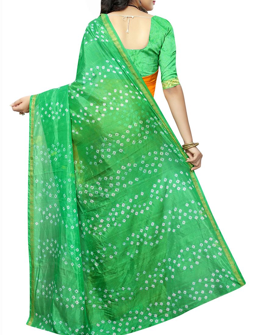 Zari bordered bandhani saree with blouse - 15607566 - Zoom Image - 2
