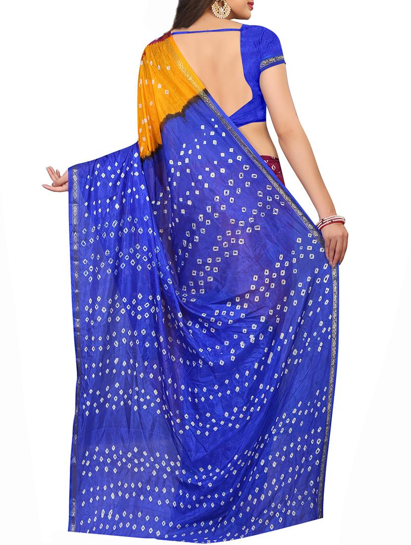 Zari bordered bandhani saree with blouse - 15607568 - Zoom Image - 2