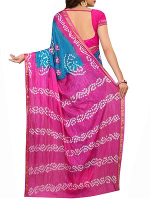 Zari bordered bandhani saree with blouse - 15607569 - Standard Image - 2