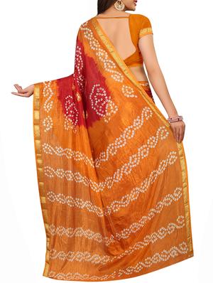 Zari bordered bandhani saree with blouse - 15607571 - Standard Image - 2