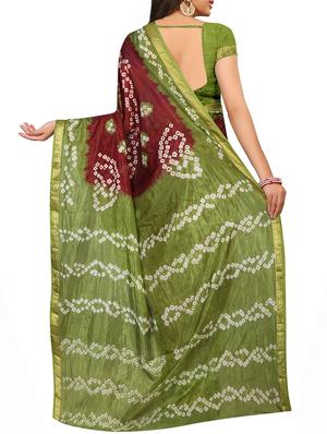 Zari bordered bandhani saree with blouse - 15607572 - Standard Image - 2