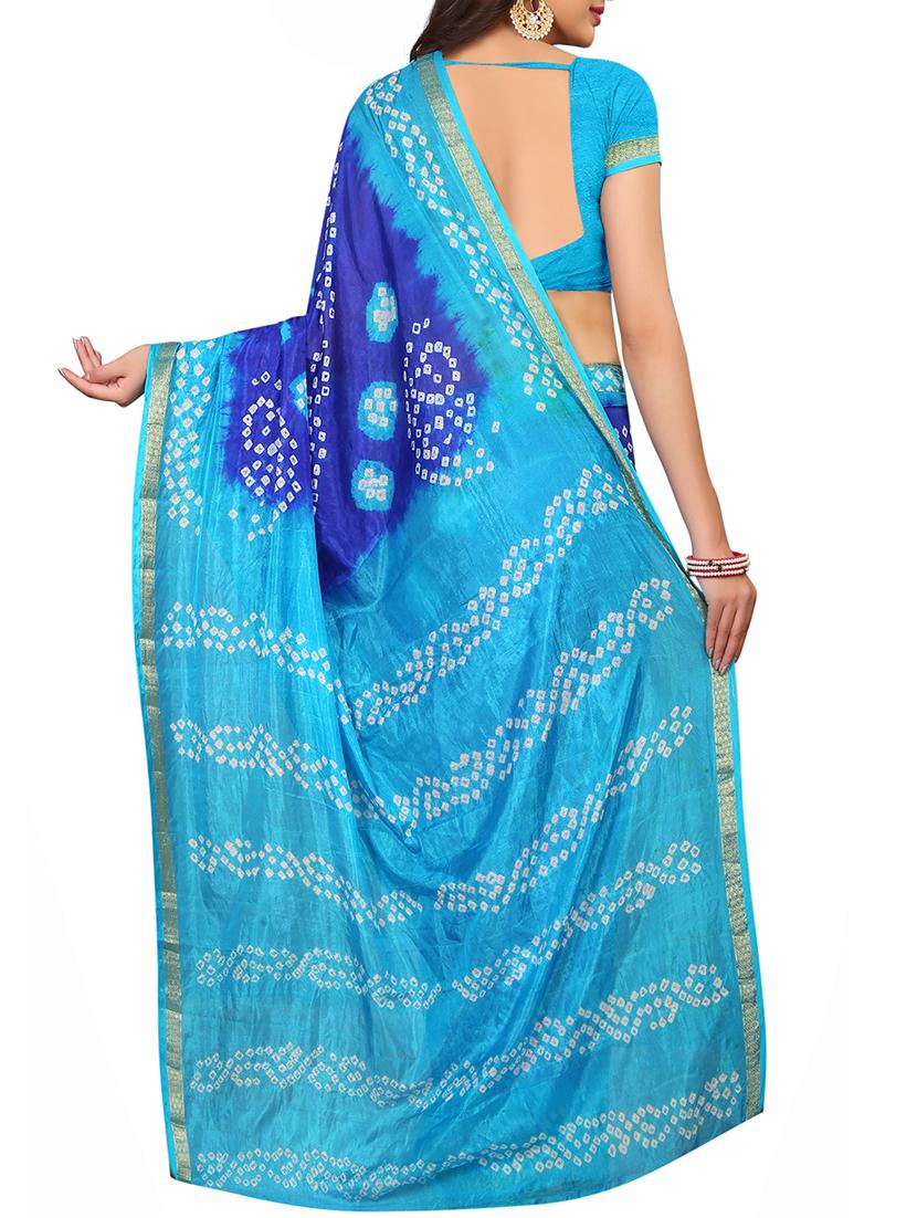 Zari bordered bandhani saree with blouse - 15607574 - Zoom Image - 2