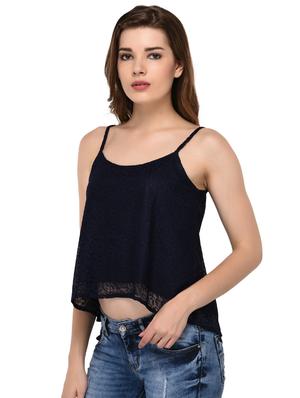 asymmetric lace crop cami top - 15607666 - Standard Image - 2