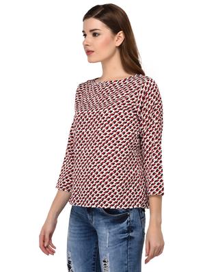 round neck geometric print top - 15607674 - Standard Image - 2
