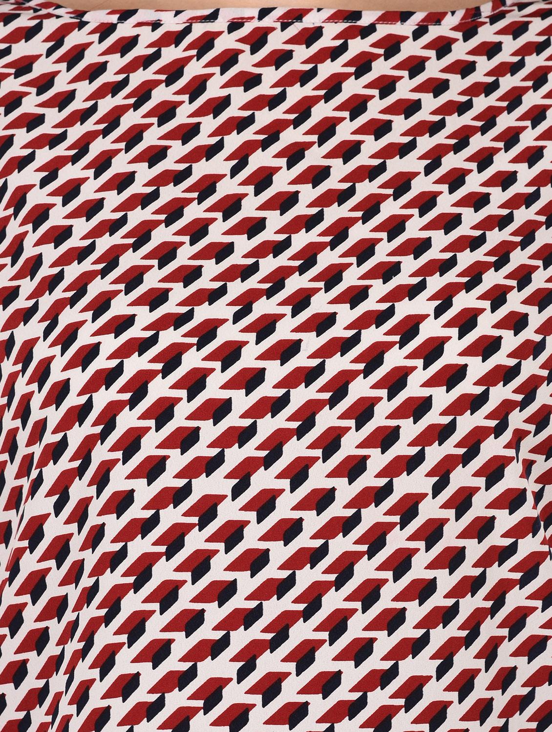 round neck geometric print top - 15607674 - Zoom Image - 5