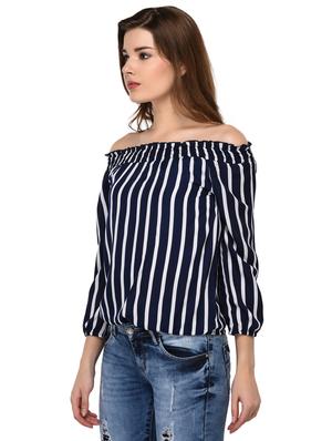 smocking detail striped bardot top - 15607676 - Standard Image - 2