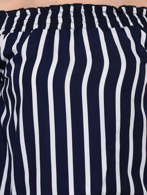 smocking detail striped bardot top - 15607676 - Standard Image - 5