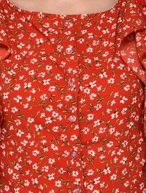 button up ditsy floral ruffled top - 15607677 - Standard Image - 5