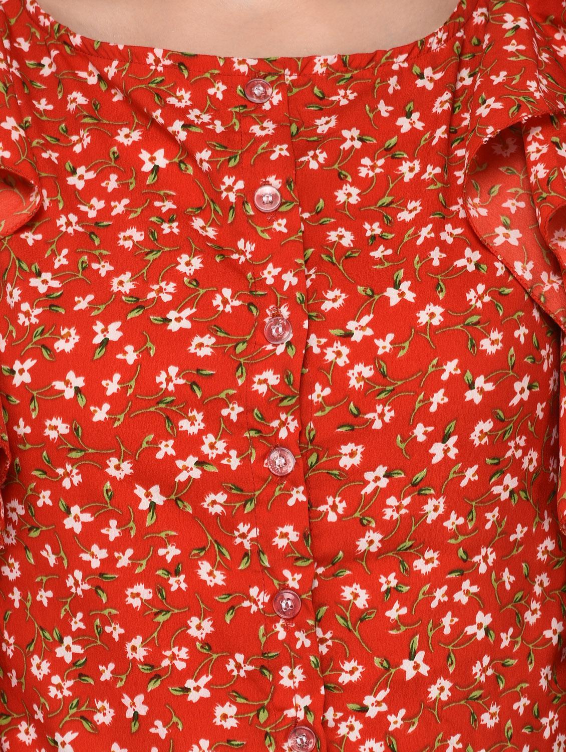 button up ditsy floral ruffled top - 15607677 - Zoom Image - 5