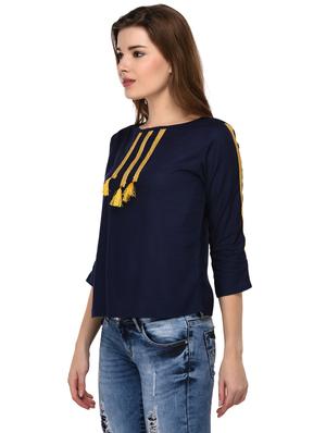 contrast lace tassel detail top - 15607679 - Standard Image - 2
