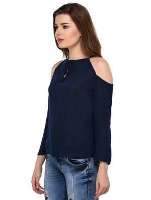 tie up neck cold shoulder top - 15607681 - Standard Image - 2