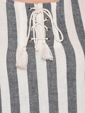criss cross lace up detail striped dress - 15607685 - Standard Image - 5