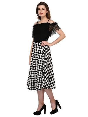 lace paneled fit and flare dress - 15607686 - Standard Image - 2