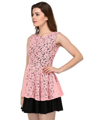 contrast lace overlay dress - 15607687 - Standard Image - 2
